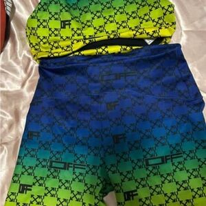 Off-White Gradient Blue and Green Women's Shorts n crop top